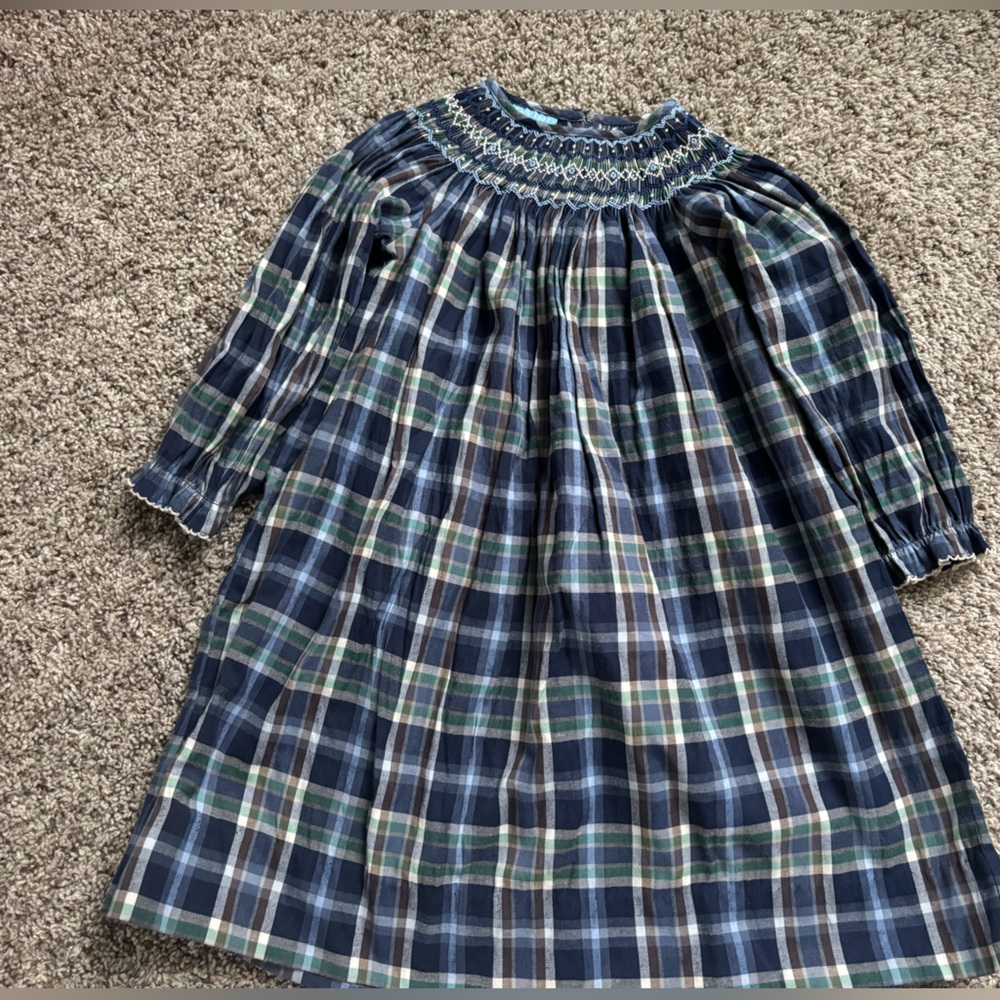 Plaid Blue and Green Kids Casual Dress